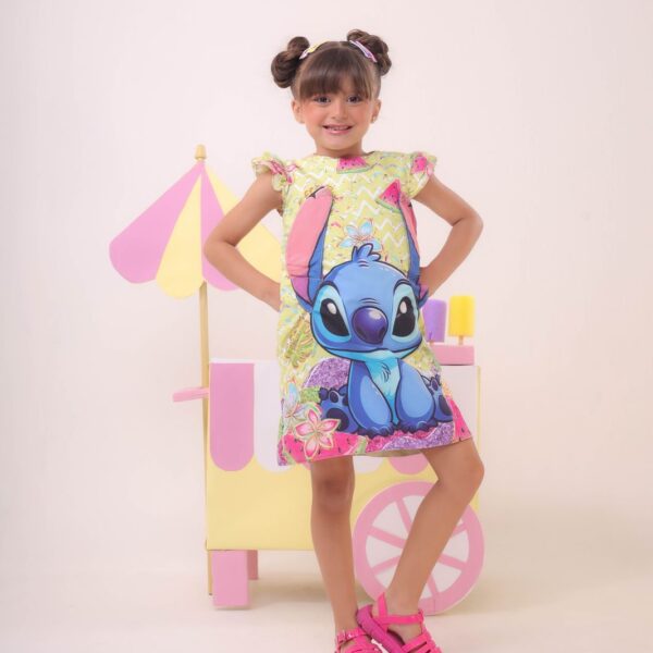 Vestido Infantil Amarelo Lilo e Stitch Luxo Festas (2025AV)