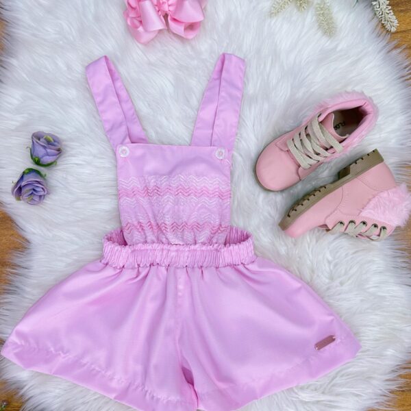 Macaquinho Infantil Rosa Claro Casual Festas Luxo Tamanho:2 (0170RS2)
